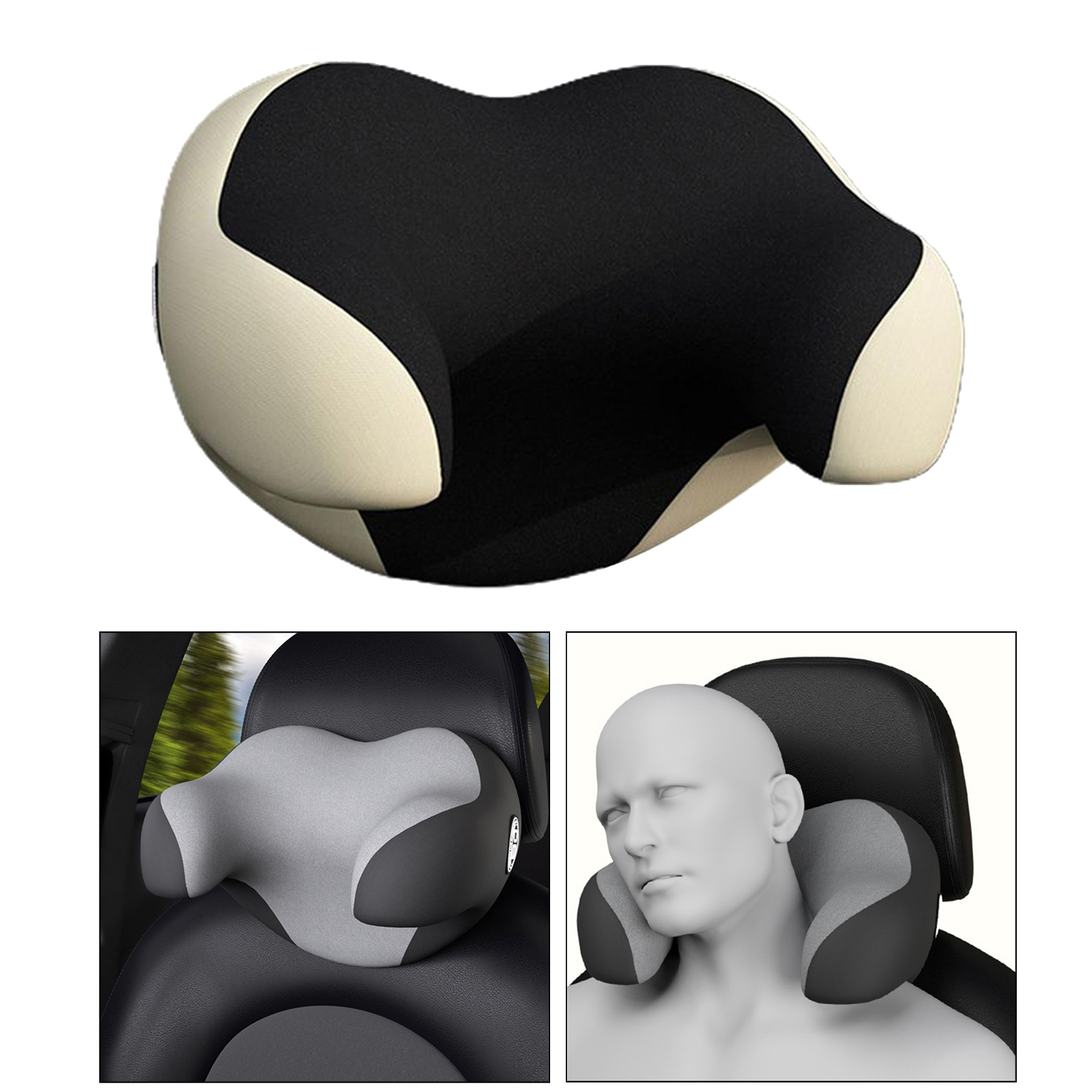 Car Vehicles U-shaped Cushion Seat Memory Foam Headrest Children Beige Black