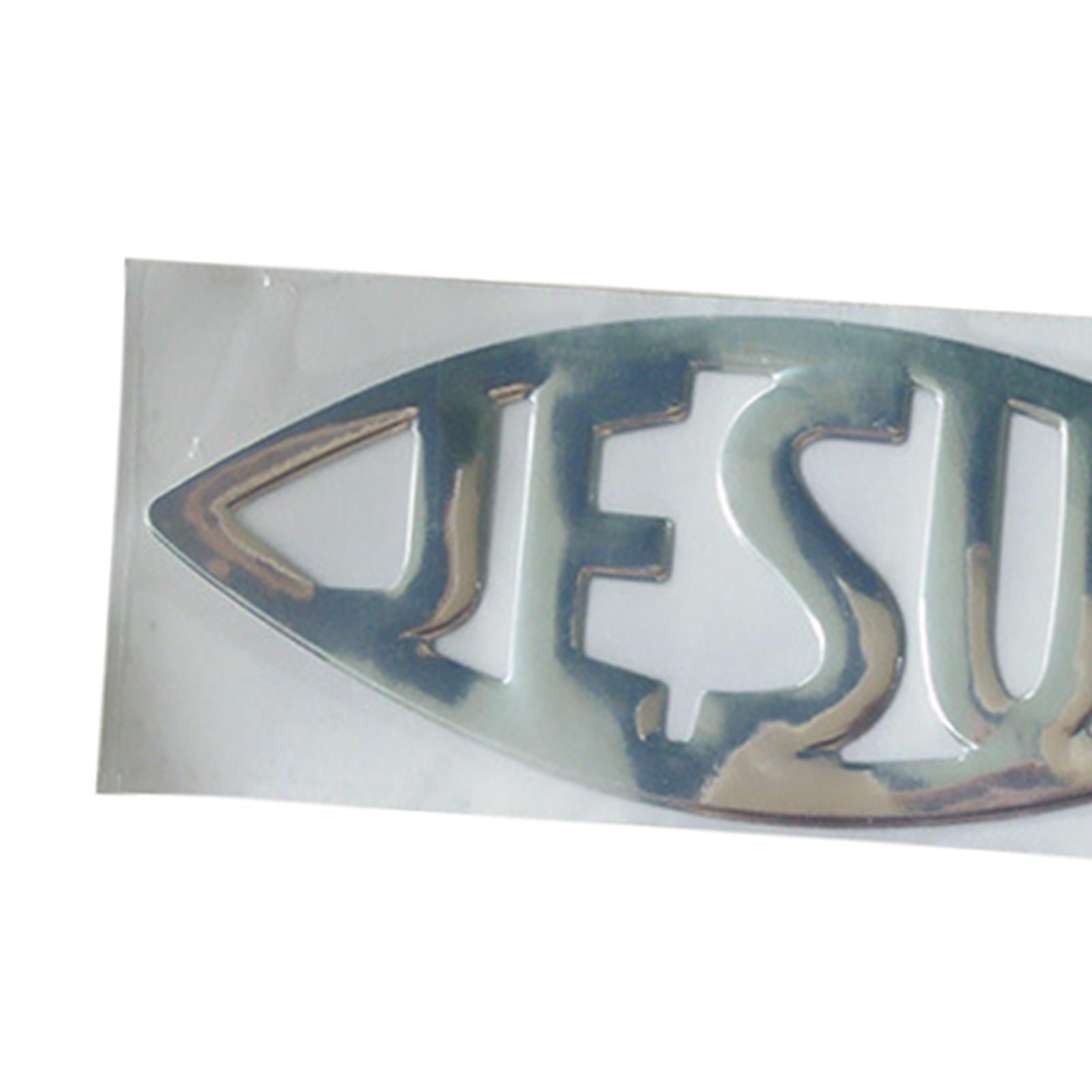 3D Truck Car Jesus Fish Chrome Decal Emblem Sticker Adhesive easily Silver