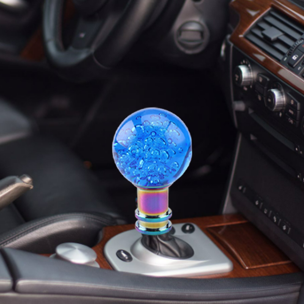 Shift Gear Knob Round Ball Shape Crystal Transparent for Automotive Blue