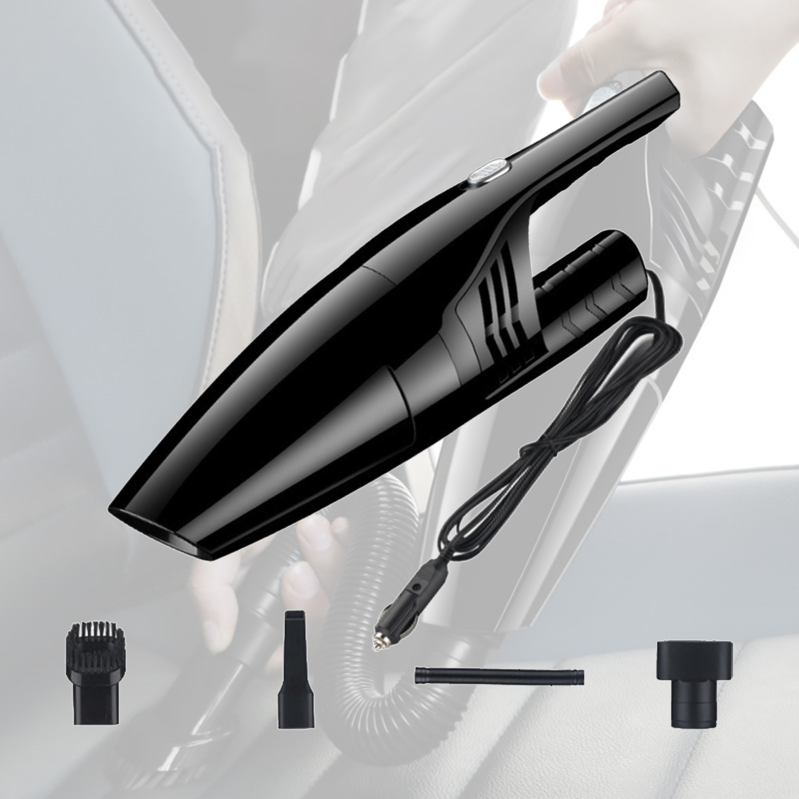 Handheld Car Home Vacuum Cleaner 4500PA Portable Crevices  Black wired