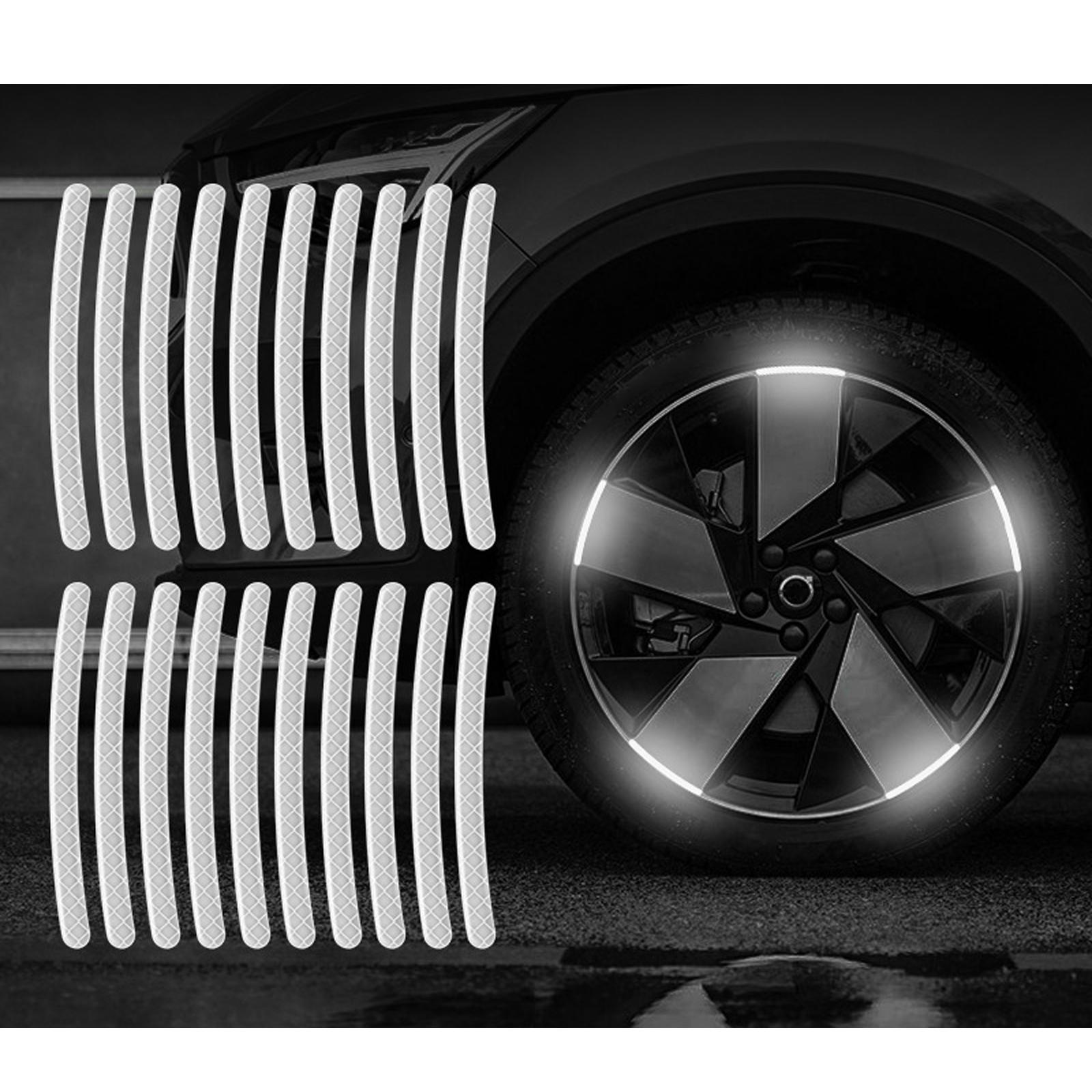 Universal Car Wheel Hub Reflective Sticker for Bicycle Night Driving White