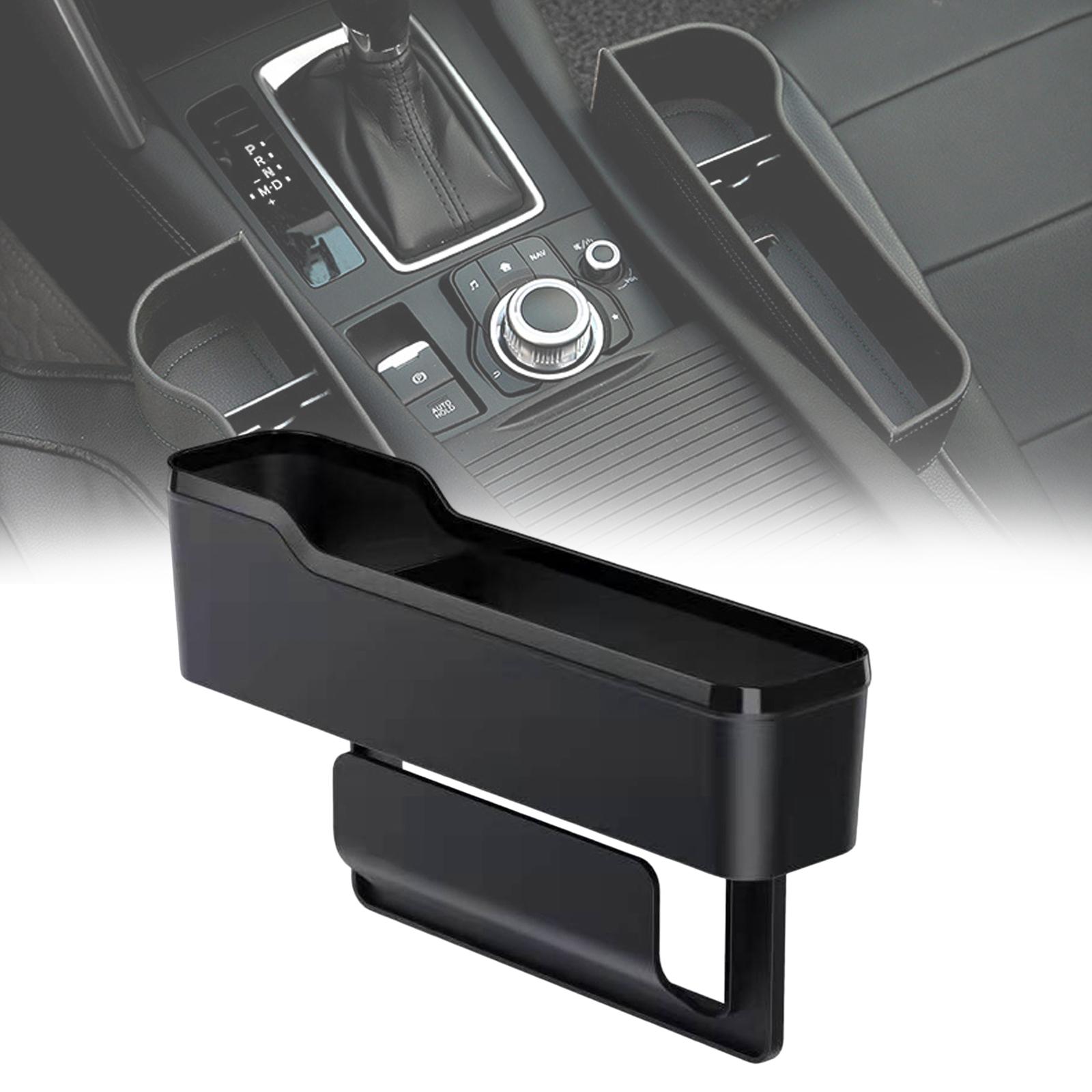 Car Interior Seat Gap Organizer with Cup Holder Accessory for Holding Phone Long Black