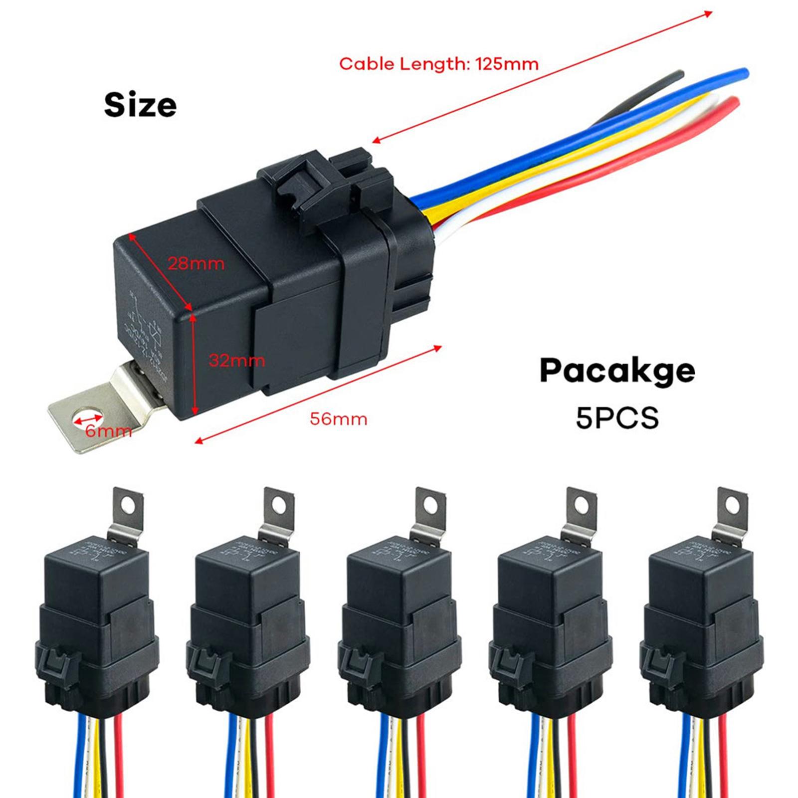 5x Waterproof Relay and Harness Replaces Repair Parts 5 Pin Automotive Relay