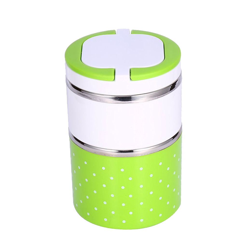 2-Layer Stainless Steel Thermal Insulated Lunch Box Food Container Green