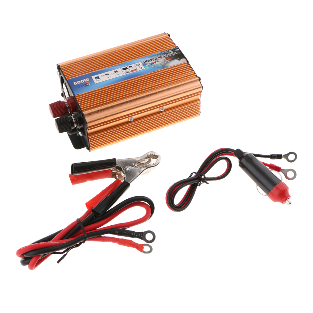 500W 24V To 220V Portable Car Power Inverter Adapter Voltage Converter Transformer Car Charging Accessories