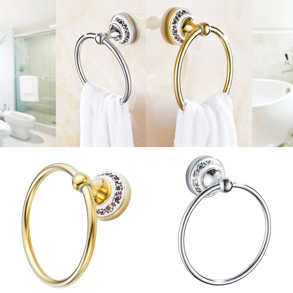 Stainless Steel Wall Mount Towel Ring Holder Hanger Bathroom Hardware Gold