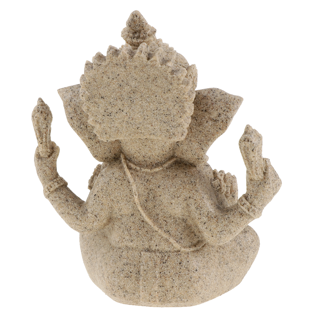 Sandstone Ganesh Statue God Elephant Indian Figurine Ornament Beige - 12cm