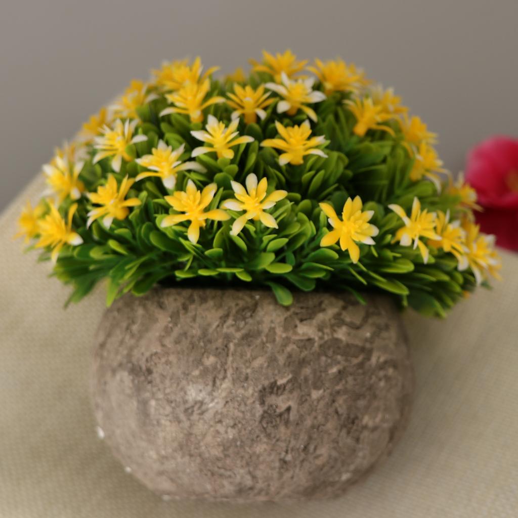  Artificial Gypsophila Potted Flower Plastic Mini Plants Home Decor Yellow