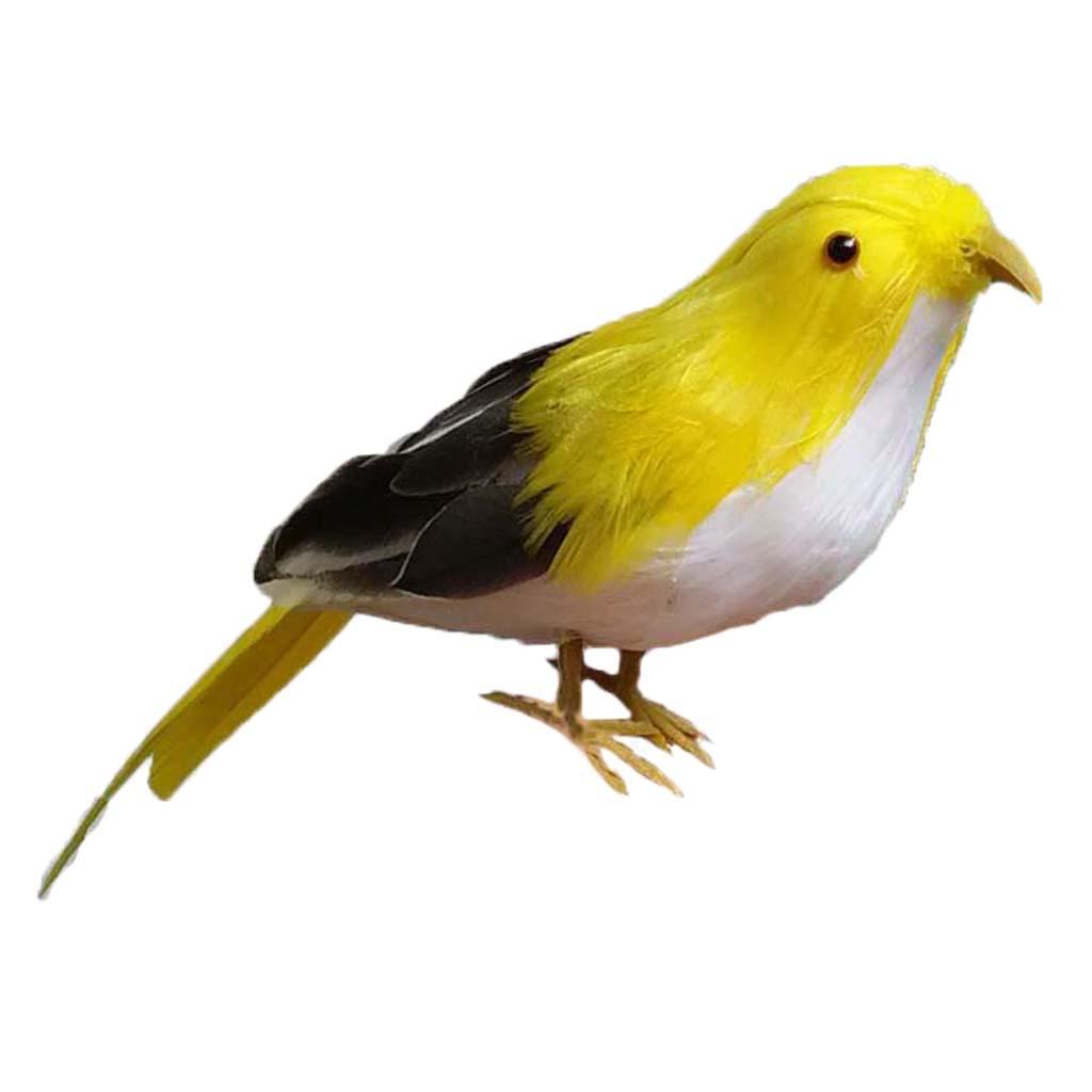 Decorative Artificial Feathered Miniature Birds Figure Model 6-Yellow Black
