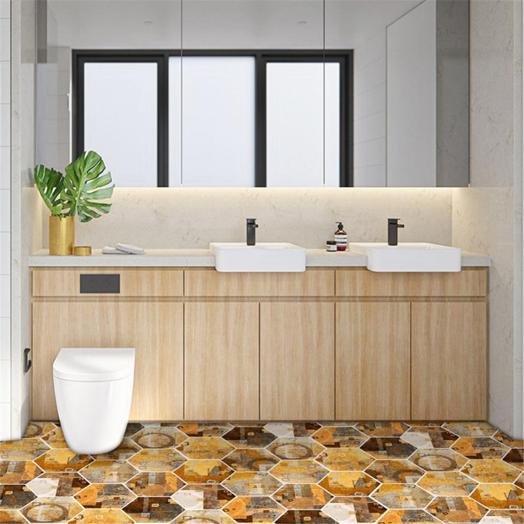 10xHexagonal Wall Floor Sticker Kitchen Bathroom Home Decor Non-Slip Style-5