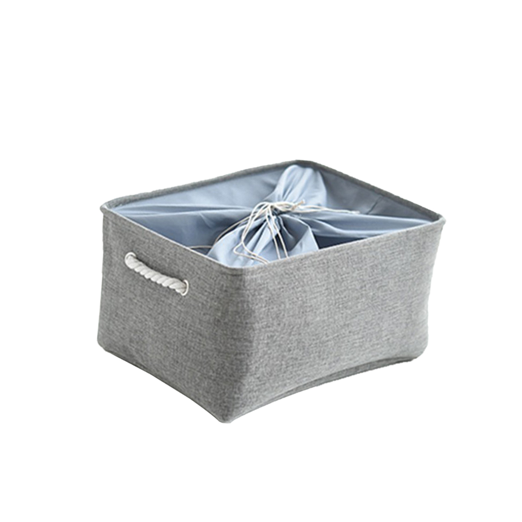 Cubby Storage Basket Organizer Bin with Drawstring Storage Bin Grey