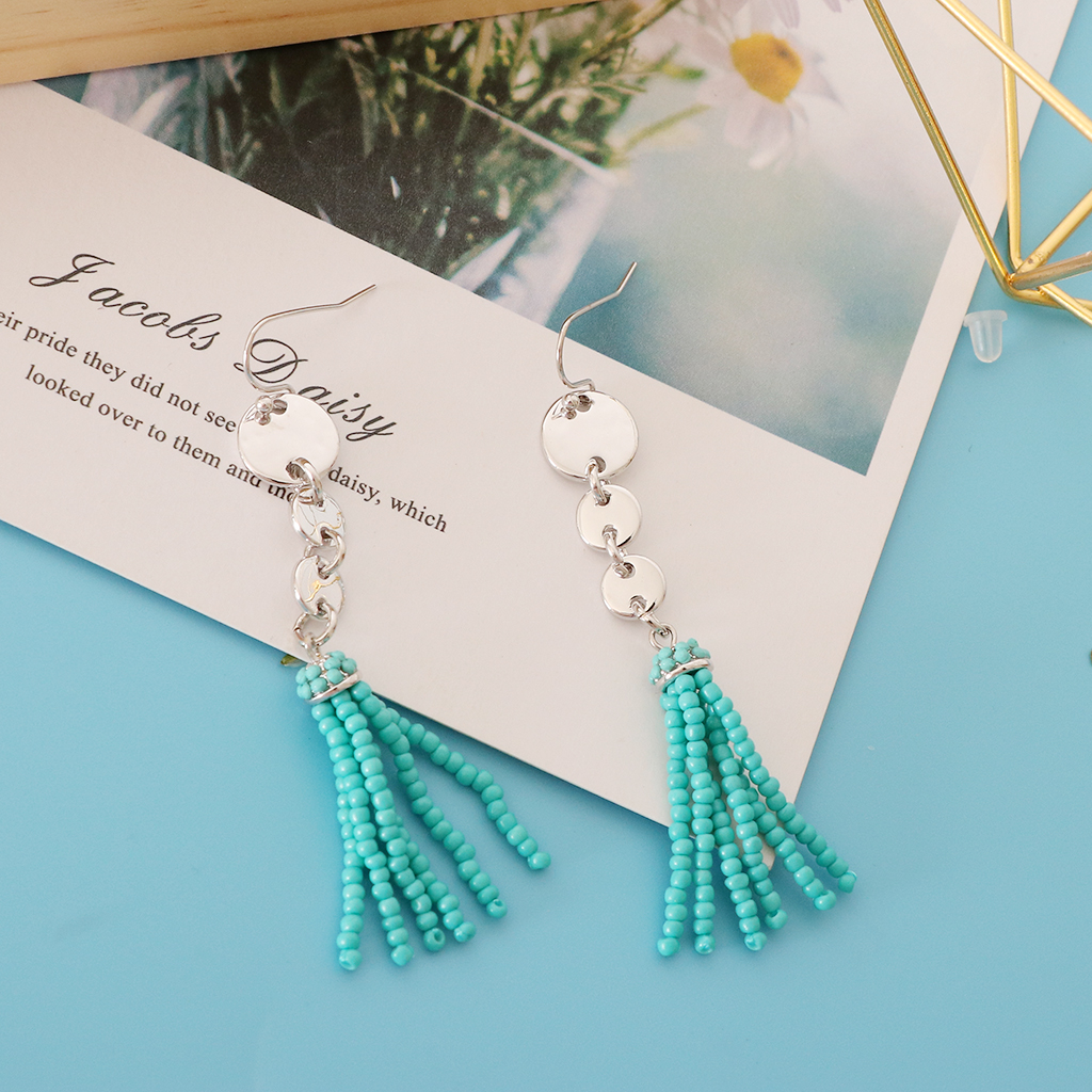 Women Chain Tassels Drop Dangle Hook Earrings Stud Copper Alloy Earrings B