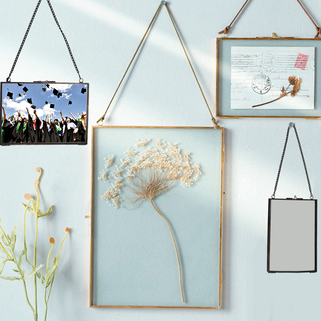 Double Side Glass Wall Hanging Photo Picture Frame Vertical Shape 9 x 13cm