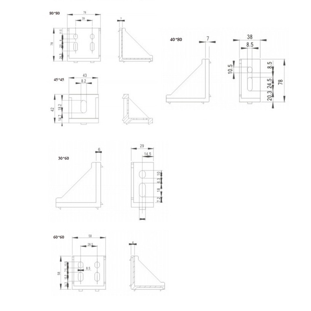 5Pcs Aluminum Profile Corner Bracket L Shape Right Angle Connectors 4080