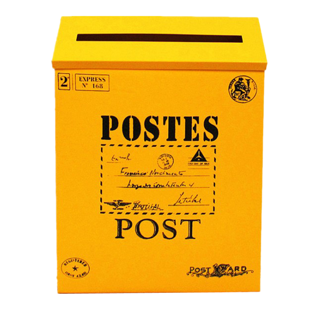 Vintage Galvanized Mailbox Letterbox Postbox Newspaper Holder Box Yellow