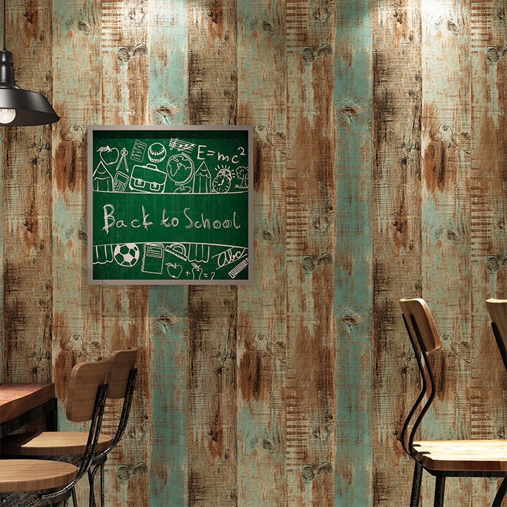 Vintage Wood Textured PVC Wall Covering Wallpaper for Home
