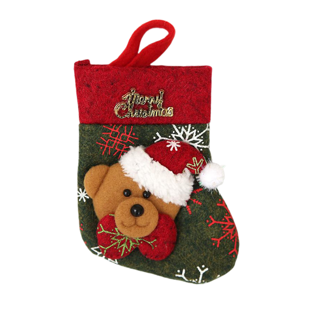 Non-woven Cloth Christmas Stockings Xmas Decor Supplies Gift Bag Bear