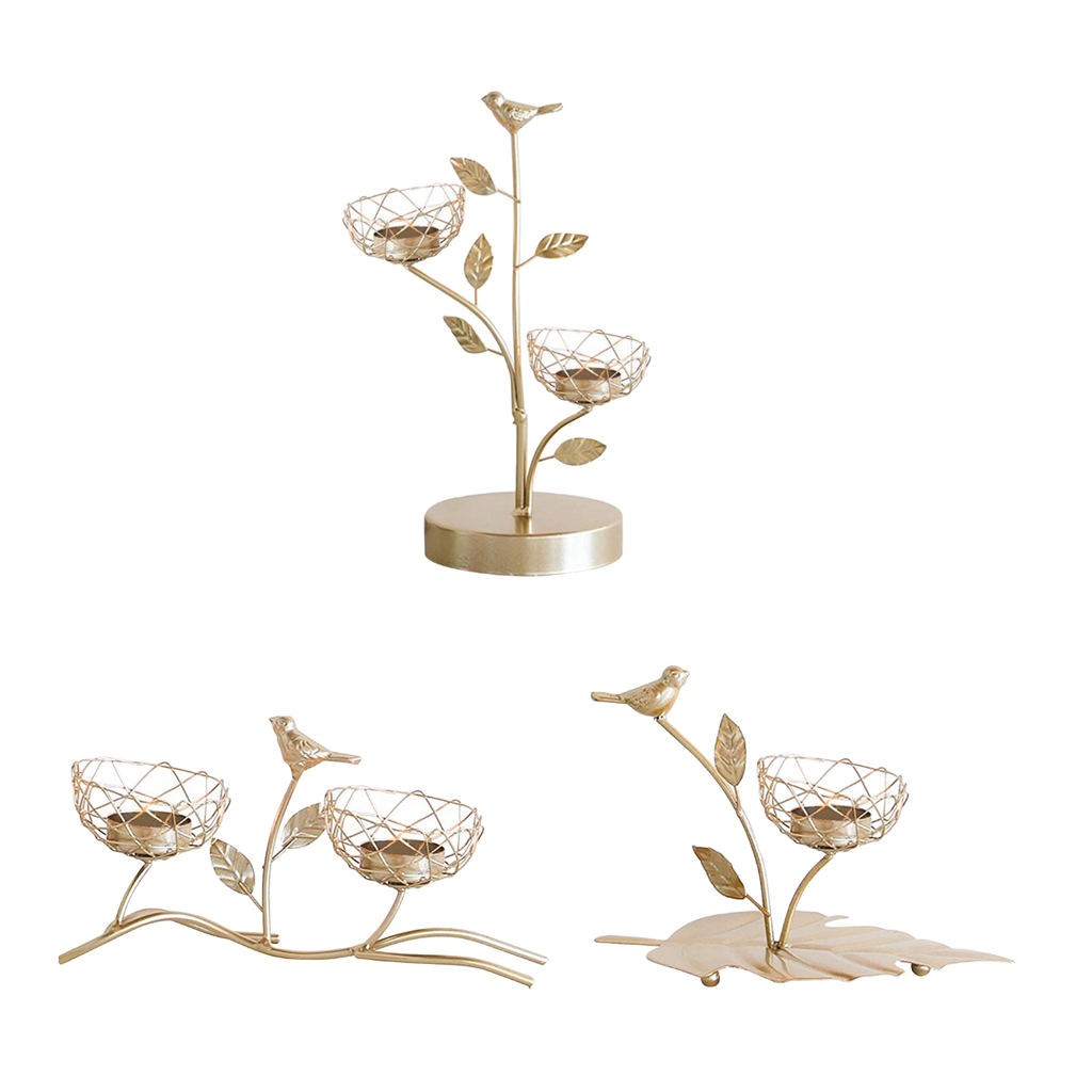 Nordic Style Metal Iron Candle Holder Bird Tree Candle Stick Style01