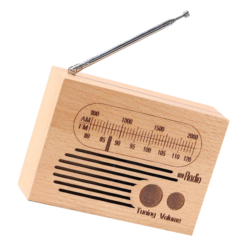 Wooden Music Box Retro Clockwork Radio Desktop Decoration Gift C