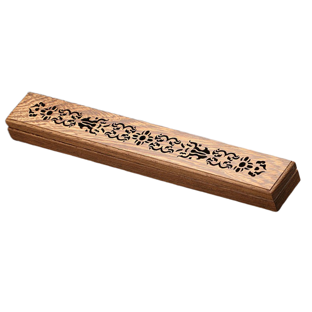 Elegant Wooden Incense Stick Holder Burning Joss Insence Burner Ash Catcher