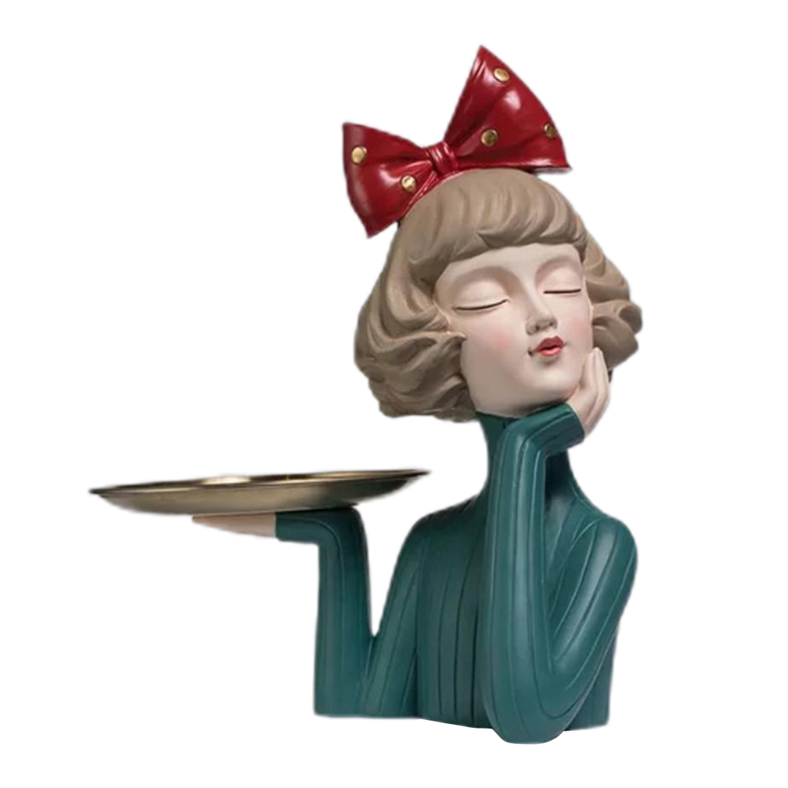Nordic Style Modern Girl Statue, Table Figurine Housewarming Gifts Green