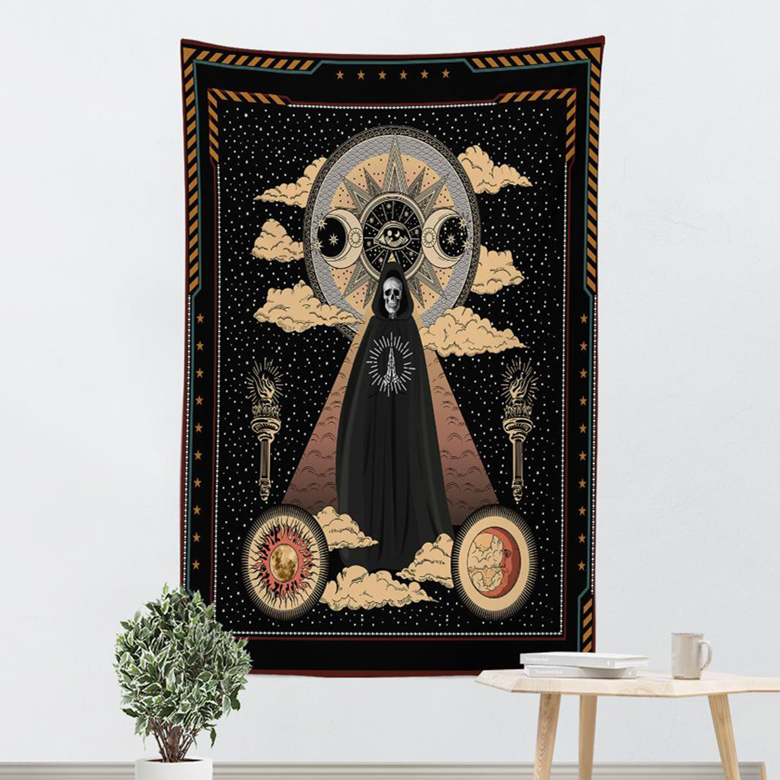 Garden Tapestry Moon Tapestries Flower Vine Wall Tapestry Style2 150x100cm