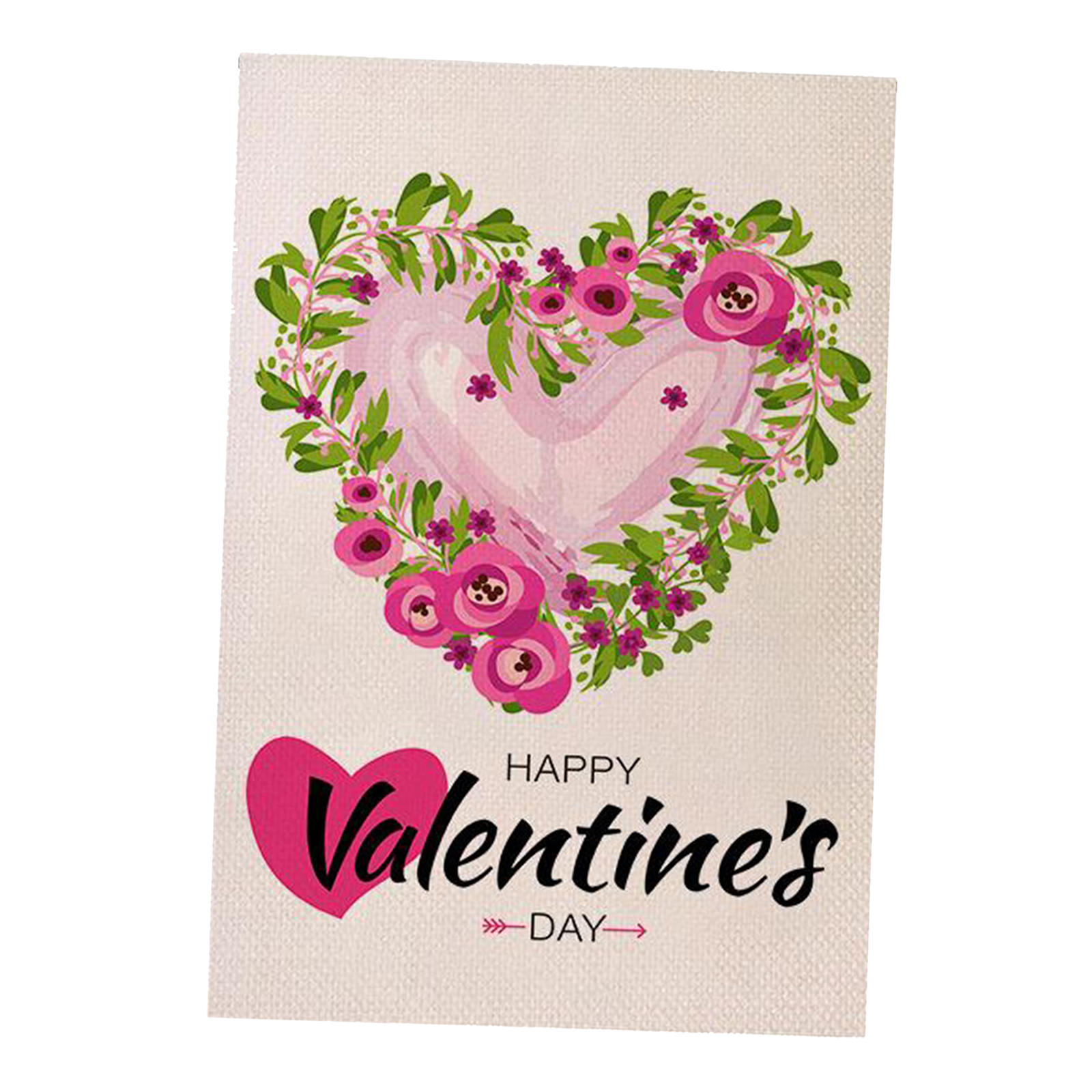 Happy Valentine's Day Flag House Yard Outdoor Outside Banner Leaf Flower