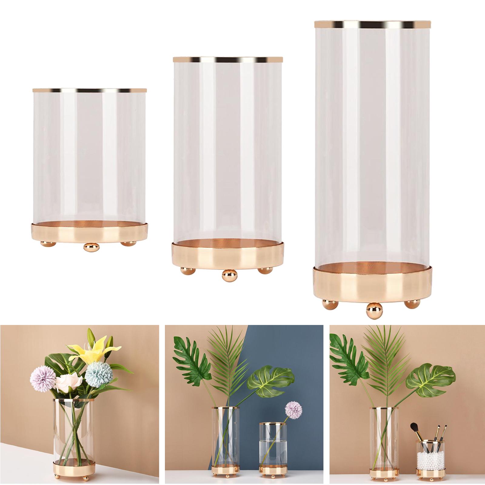 2PCS Cylinder Clear Glass Flower Vase DecorationWedding Party Centerpiece