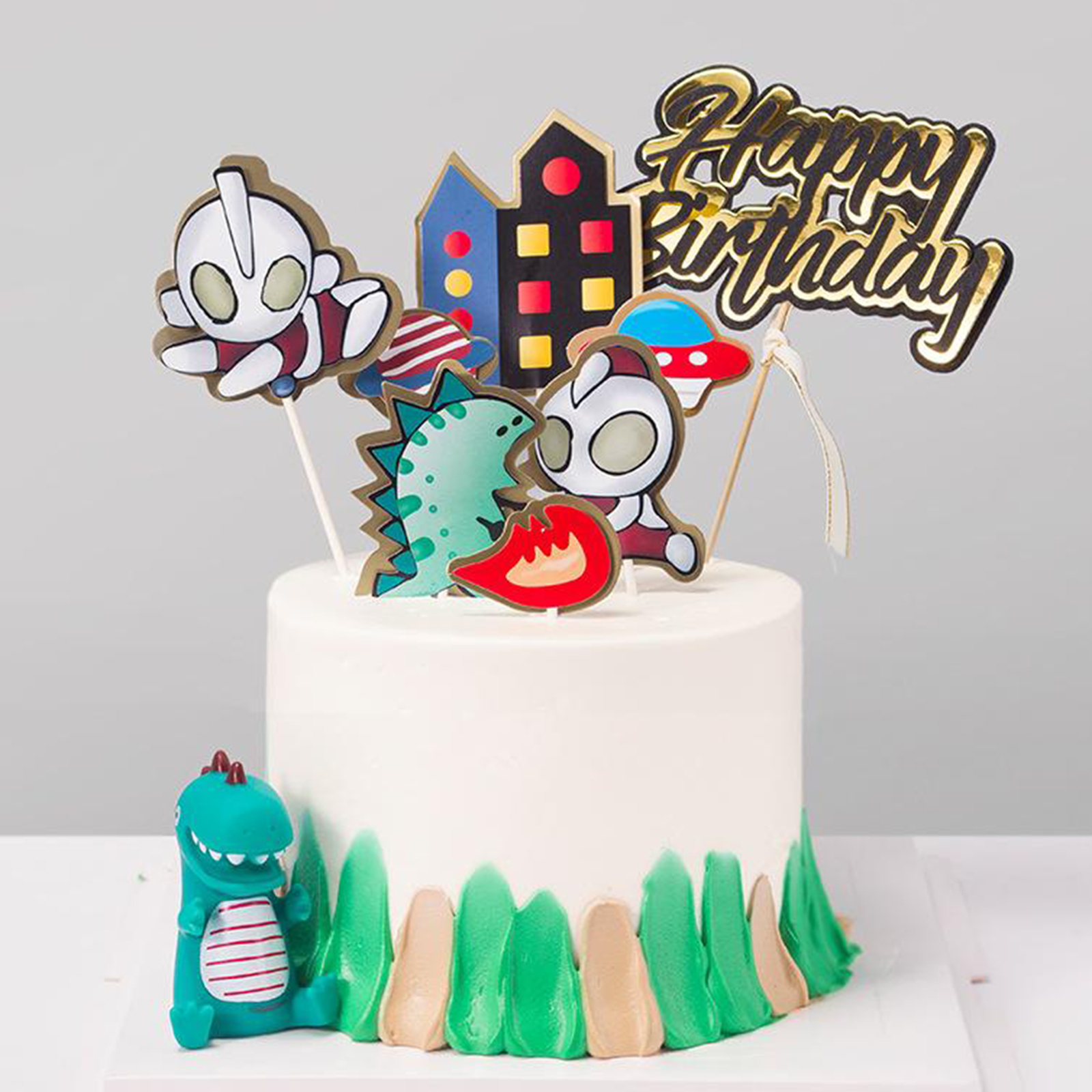 Cute Dinosaurs Figurines Cake Toppers Animal Baking Birthday Party Ornament