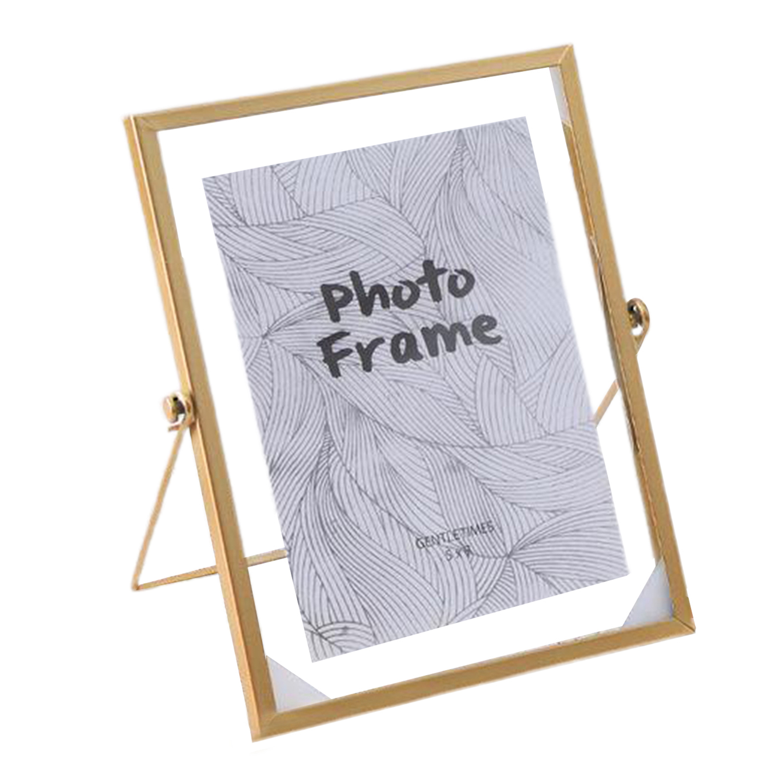 Floating Glass Freestanding Metal Photo Picture Frame Display 6 inch
