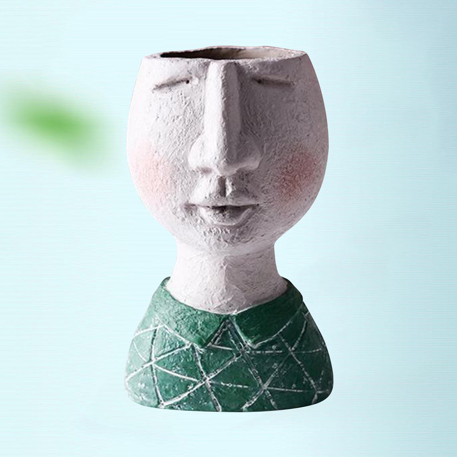 Artistic Portrait Flower Pot Vase Decorative Home Ornament Boy