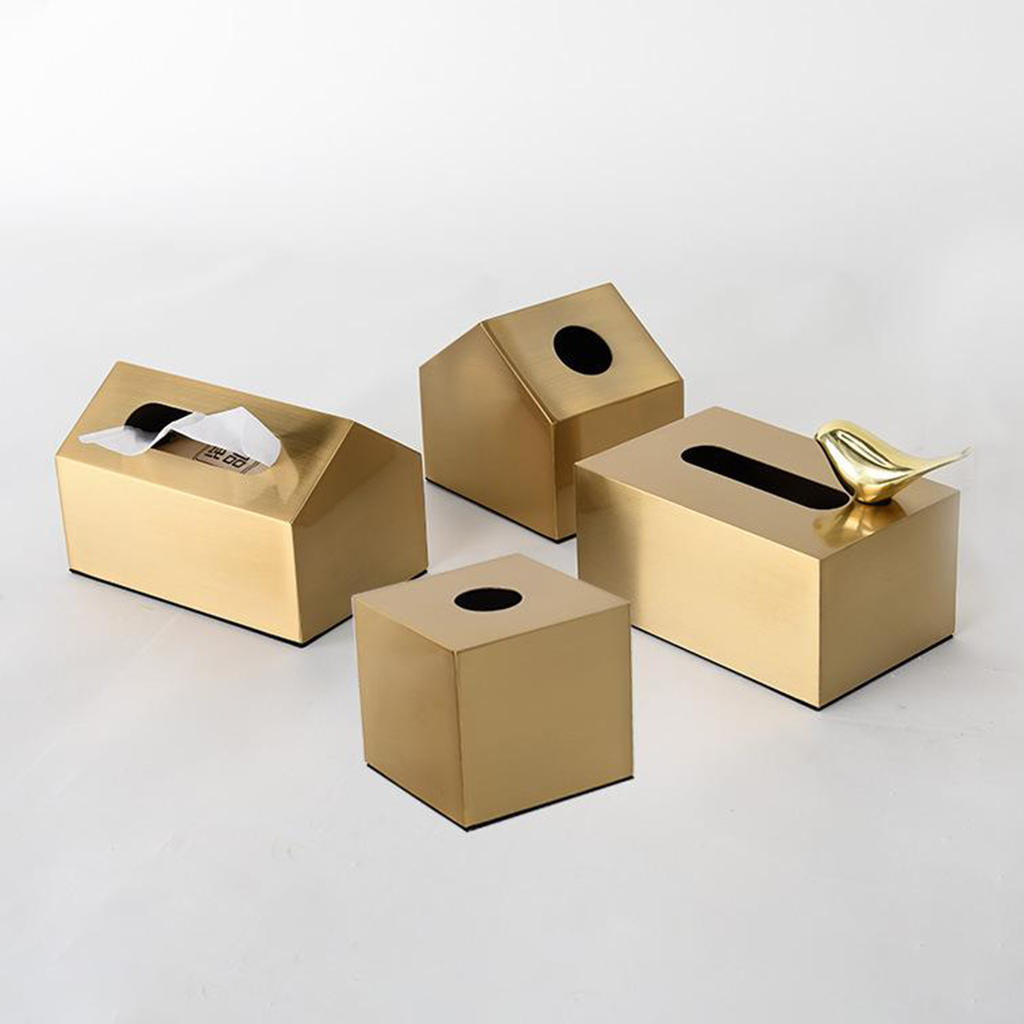 Luxury Gold Tissue Box Cover Napkin Paper Holder Case dresser Home Decor 11x11x13cm