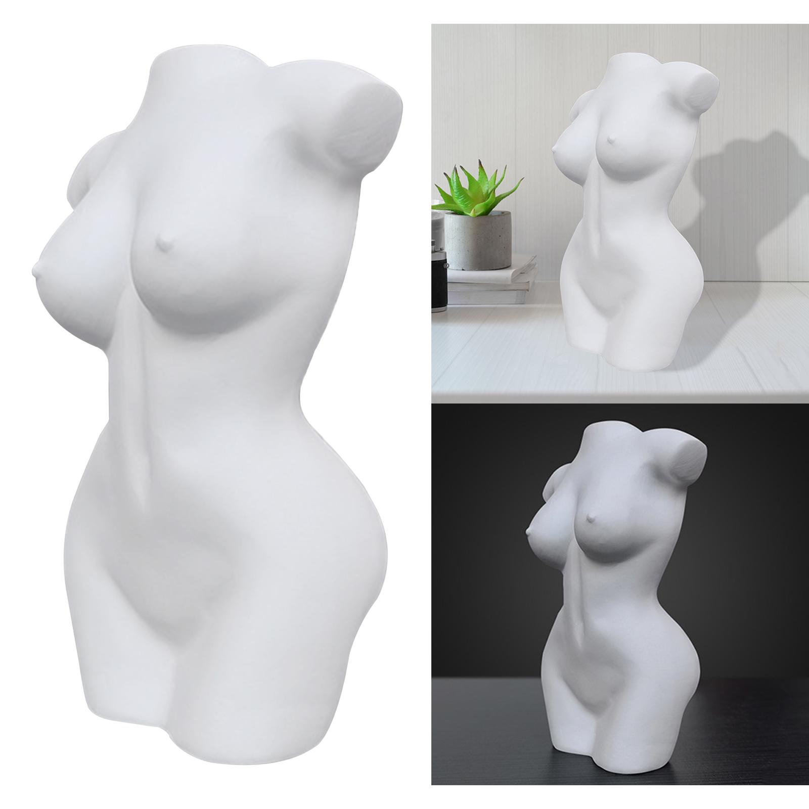 Resin Female Body Vase Resin Plants Pot Women Statues Desktop Ornament Decor White