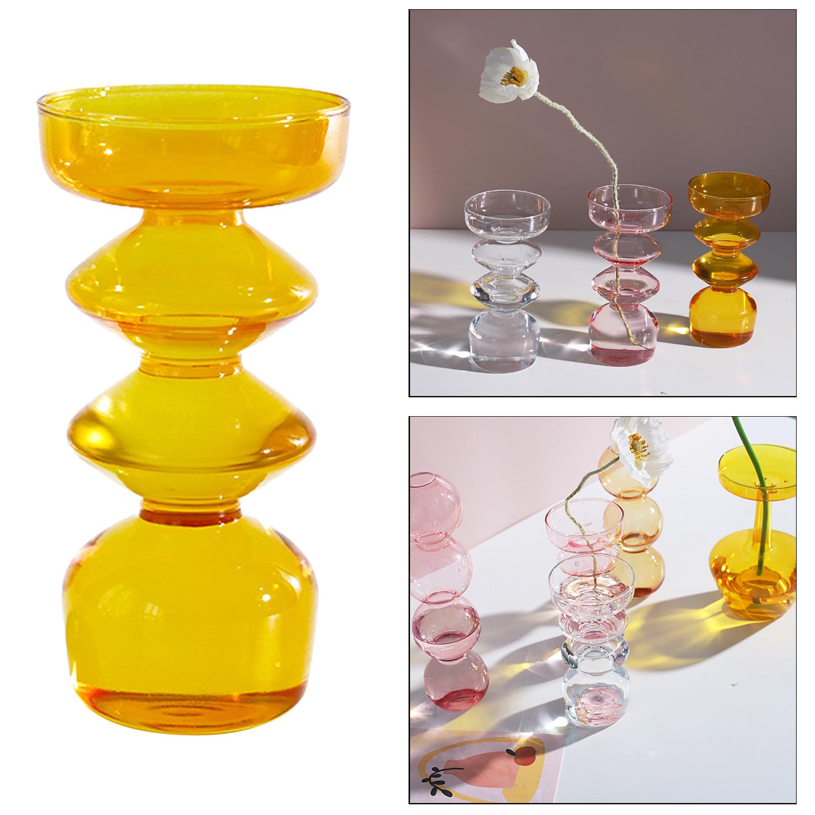 Modern Glass Flower Vase Table Hydroponics Terrarium Plant Holder Container Rhombus Yellow