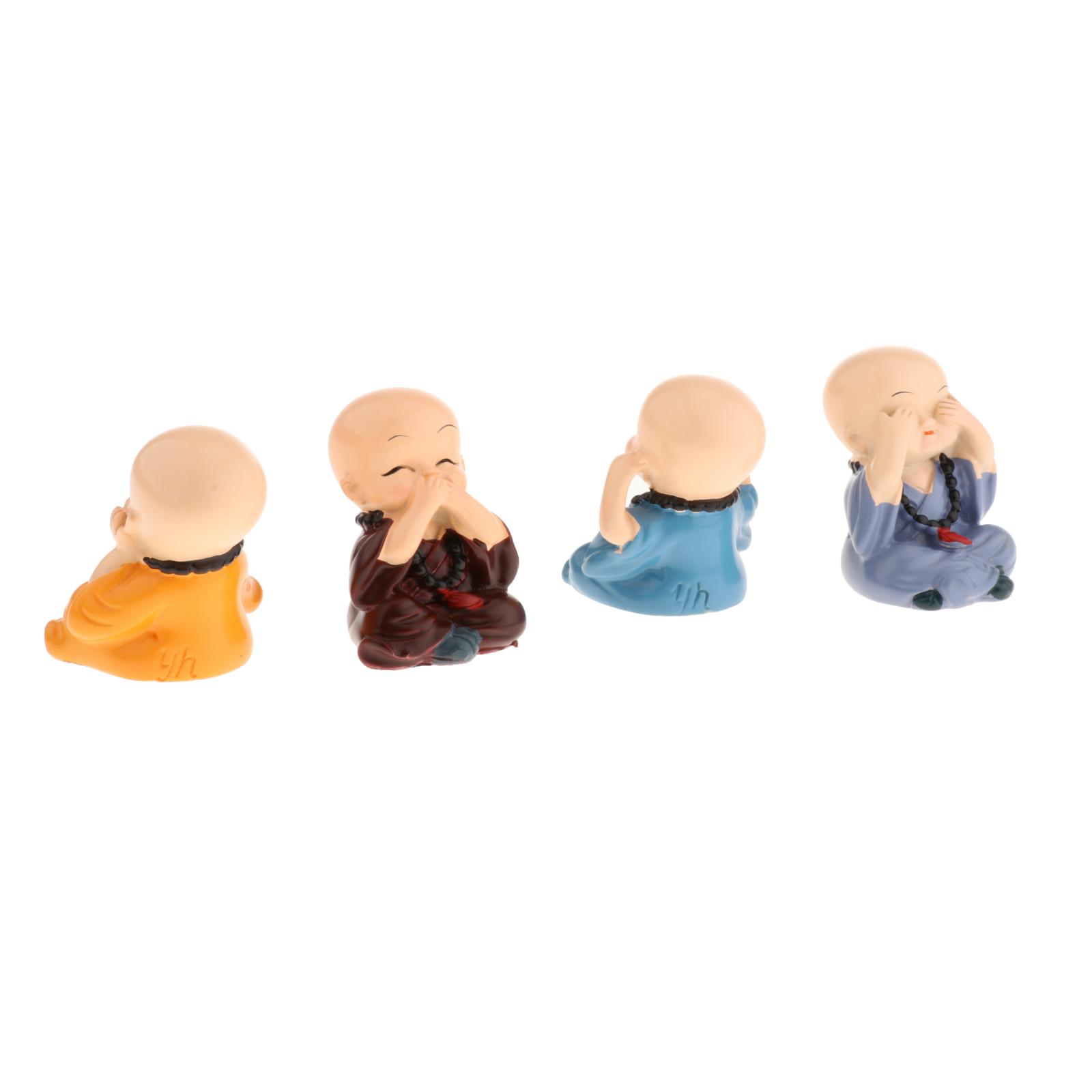 4pcs Buddha Monks Statues Traditional Chinese Monks Figures  Style 1