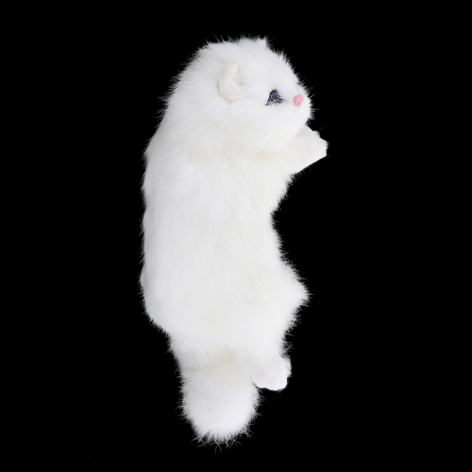 Cute Plush Cat Art Desk Toys Simulation Cat Figure Statue Craft White Left