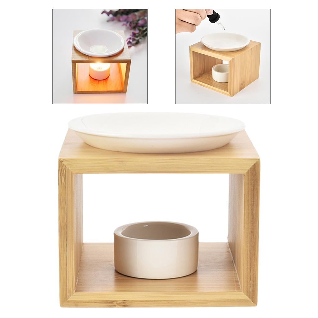 Wooden Fragrance Oil Burner Tealight Holder Candle Wax Melt Tart Warmer Gift