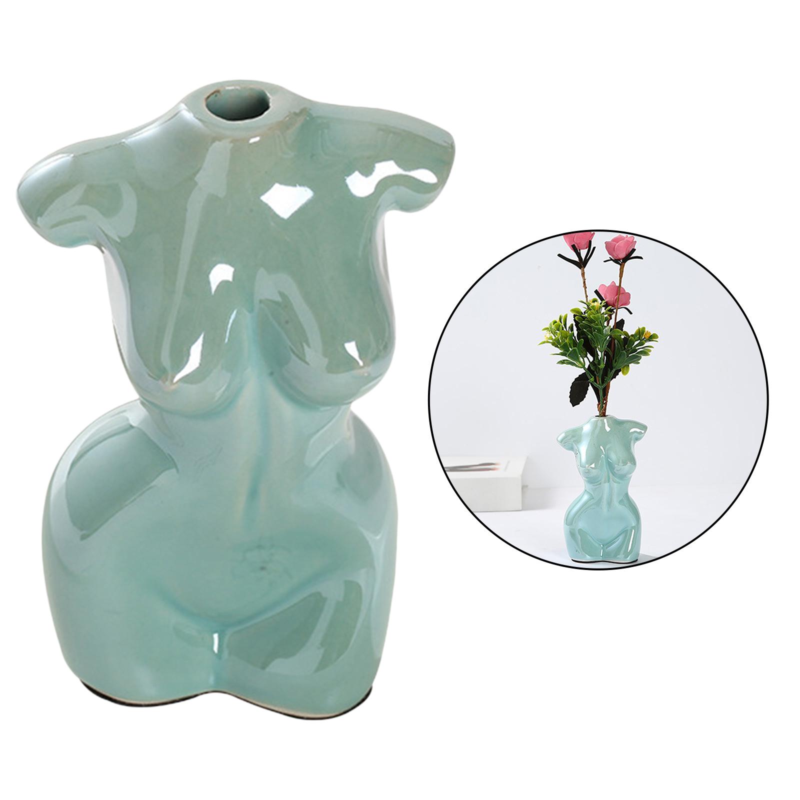 Female Body Vase Art Ceramic Home Tabletop Decor Flower Pot Vase Cyan