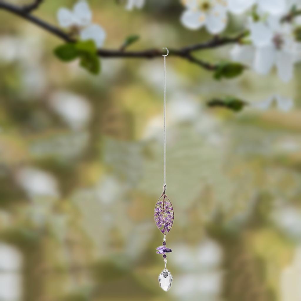 Crystal Hanging Pendant Lawn Wind Chime Patio Beads Ornament Windchime Leaf