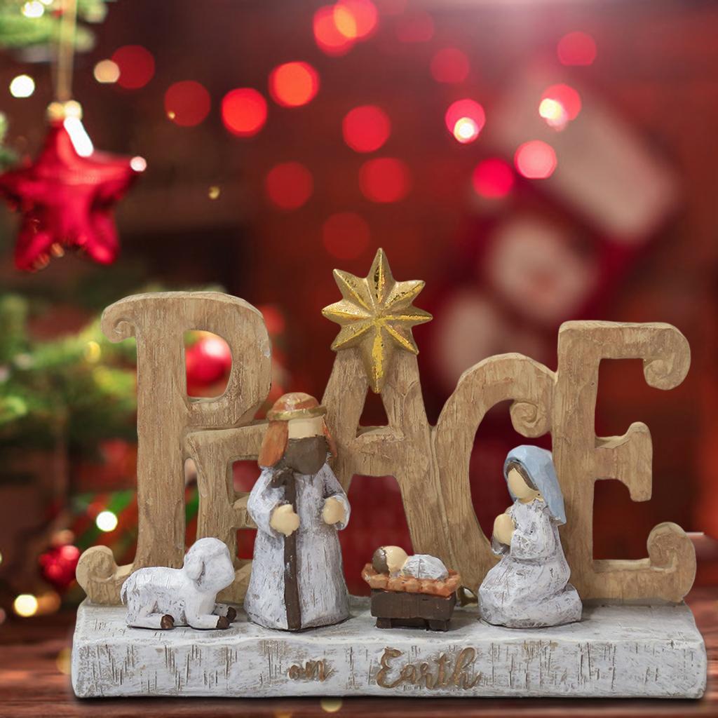 Christmas Nativity Scene Figures Resin Crafts Ornaments 15.2x4.8x10.2CM