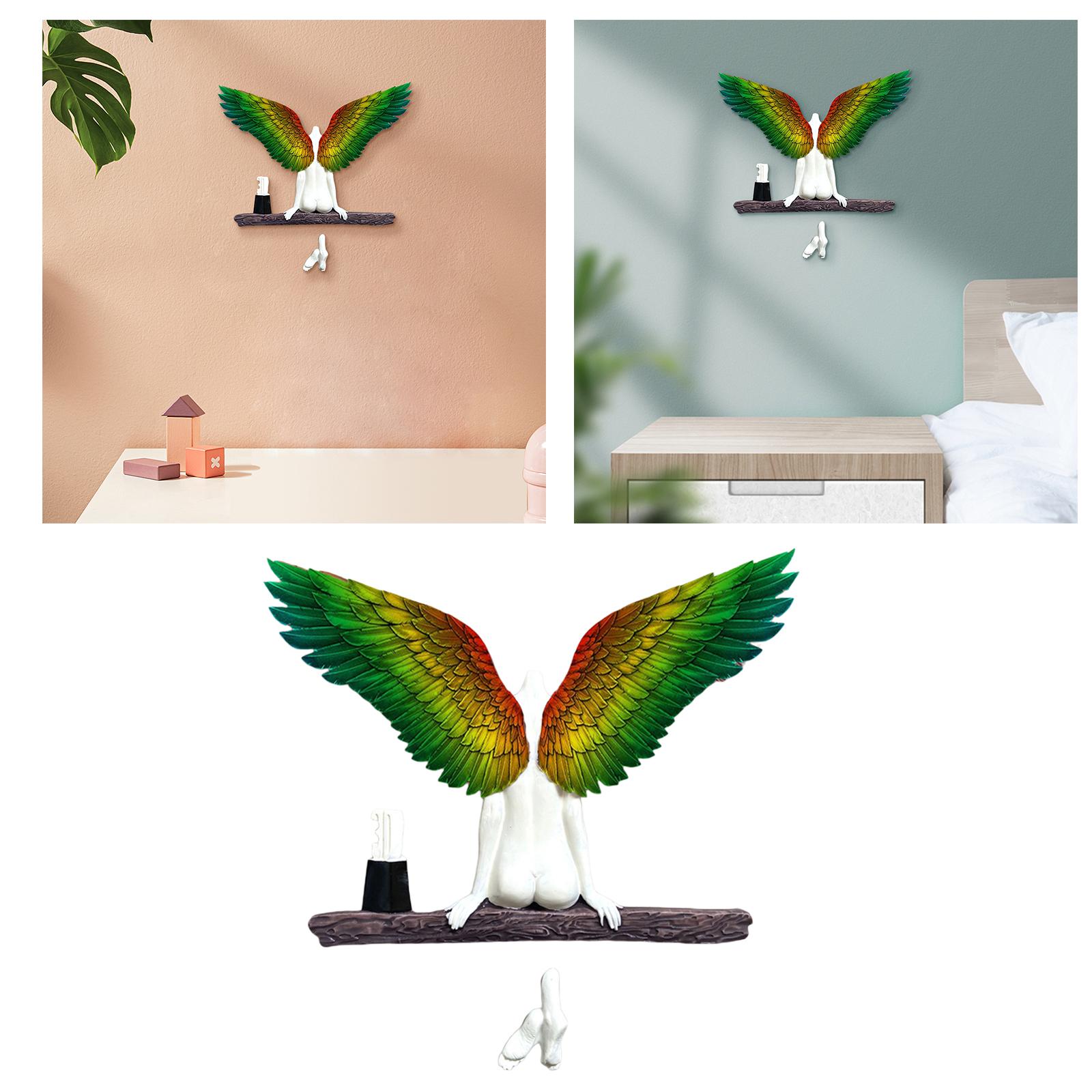 Resin Angel Wings Statues Art Wall Decor DIY Figurines Coffee Decor Colorful