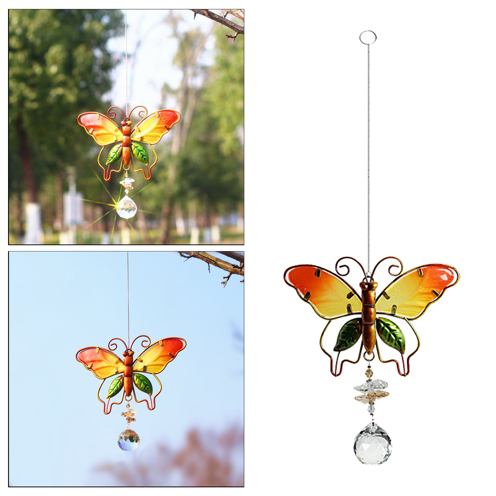 Crystals Rainbow Maker Prism Suncatcher Hanging Wind Chime Butterfly 1pc