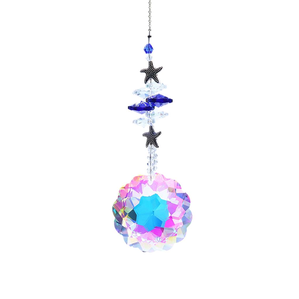 6xCrystal  Window Pendant Fengshui Rainbow Maker Glass Hanging A