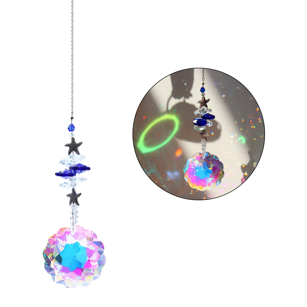 Crystal Suncatcher Window Pendant Fengshui Rainbow Maker Glass Hanging A