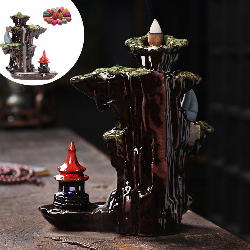 Ceramic Backflow Incense Holder Waterfall Incense Burner Home Decor