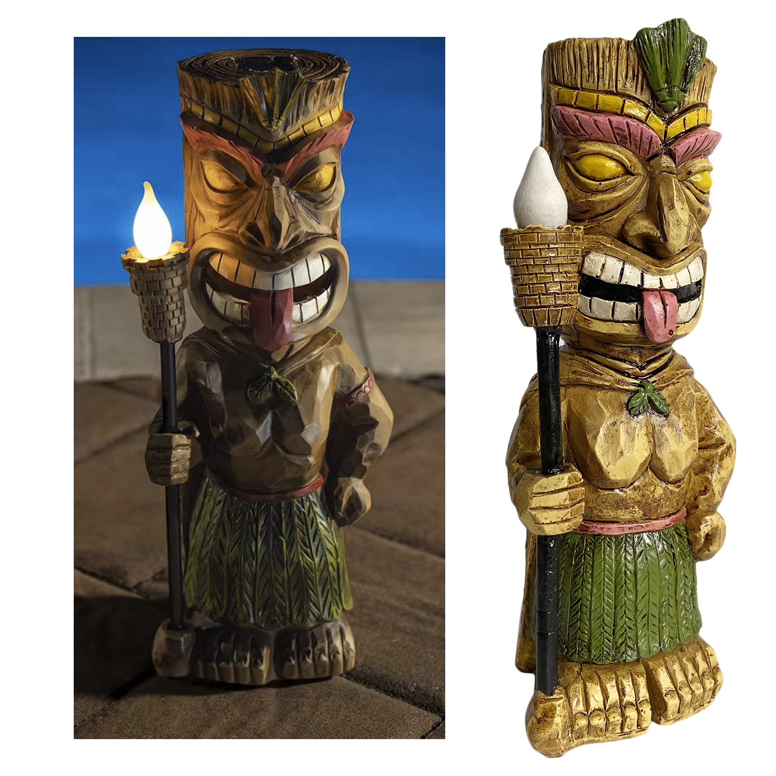 Tribal Tiki Totem Solar Powered LED Outdoor Decor Garden Light Statue