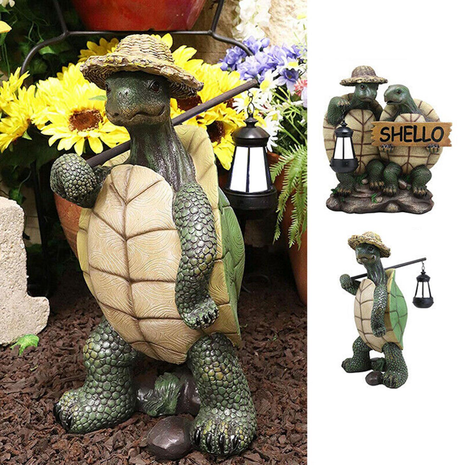 Rustic Garden Statue Ornament Lawn Turtle Sculpture Craft Walking Turtle