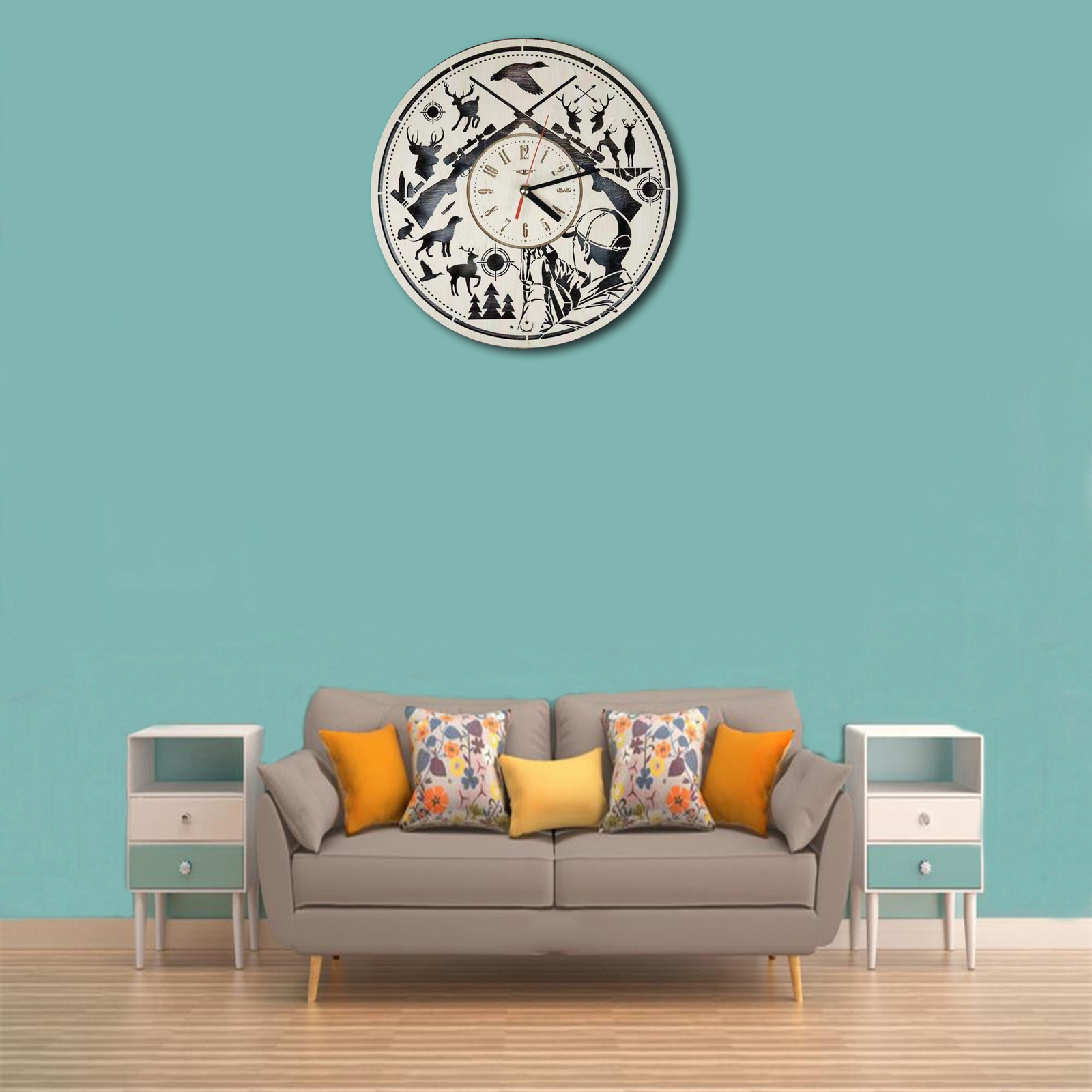 Creative Wall Clock Quartz Analog Hanging Clocks Home Decor Hunting Animals