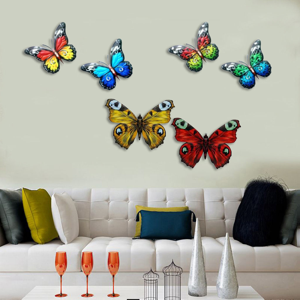 6Pack Large Metal Butterflies/Butterfly - Garden Wall Art Ornament Outdoor