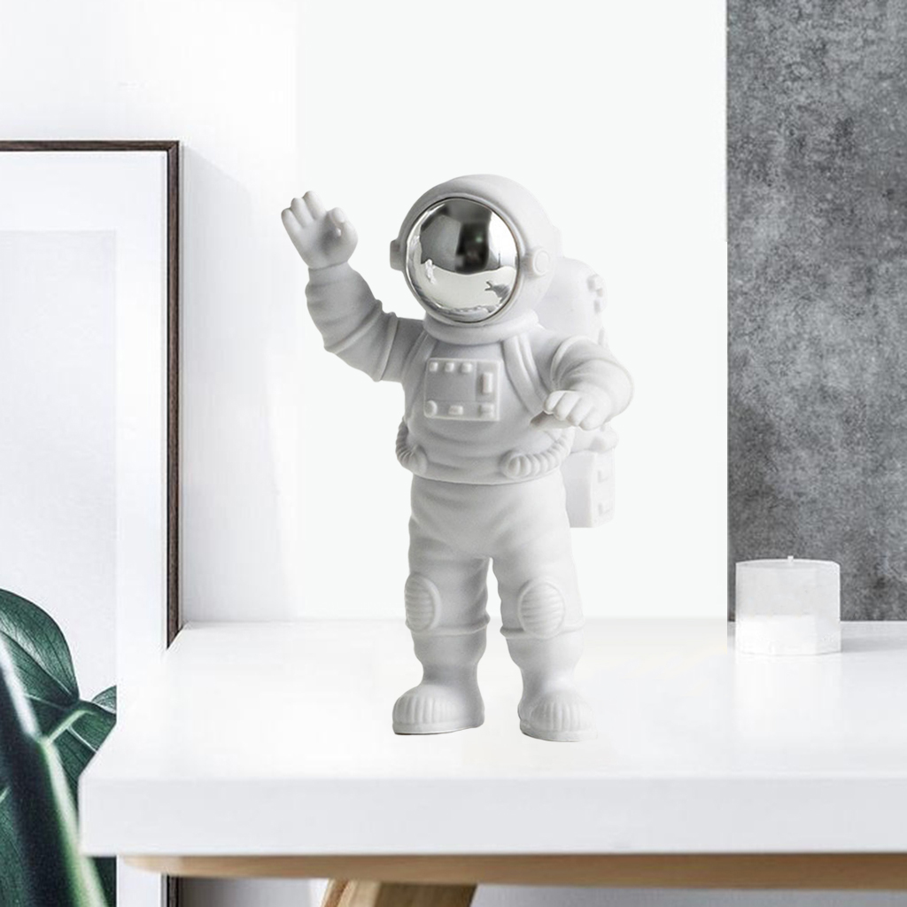 Astronaut Figure Statue Figurine Sculpture Home Office Decoration Silver A